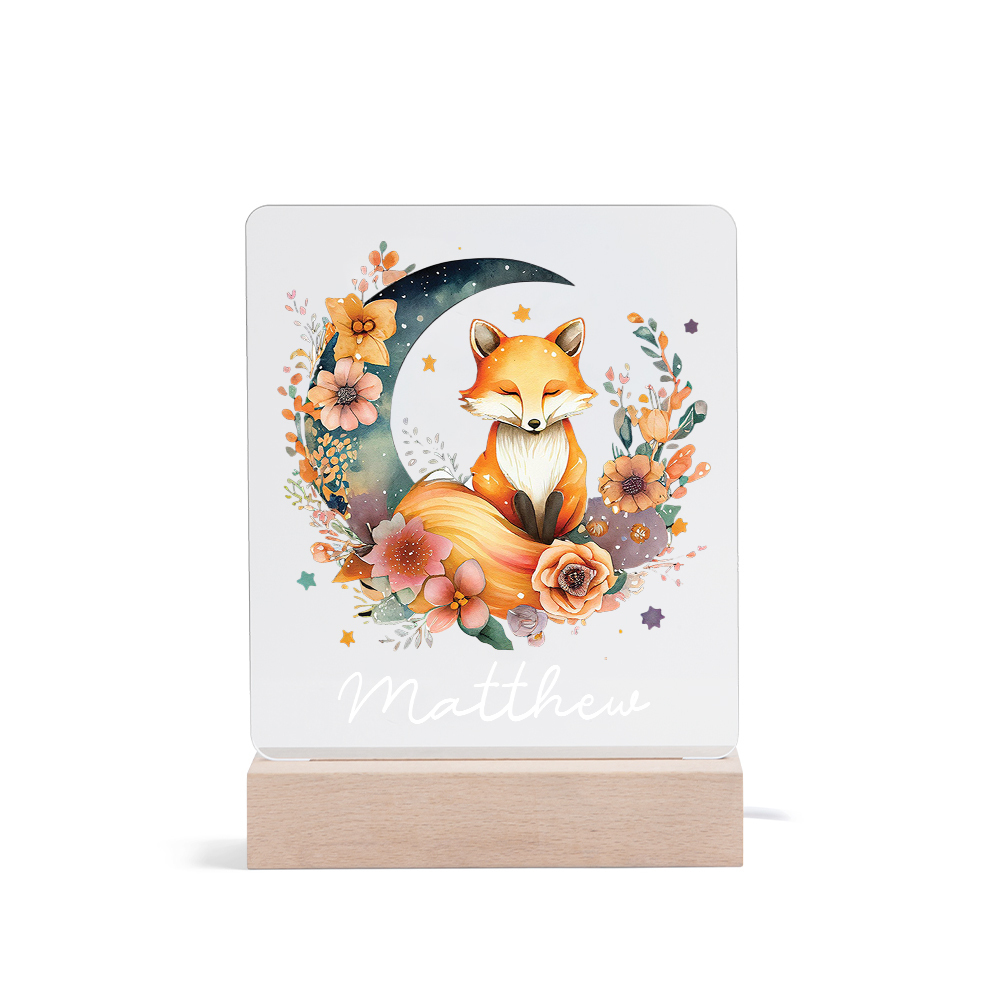 Personalised Fox Night Light Custom Name LED Night Light Nursery Home Decor Gifts For Kids-Jessemade AU