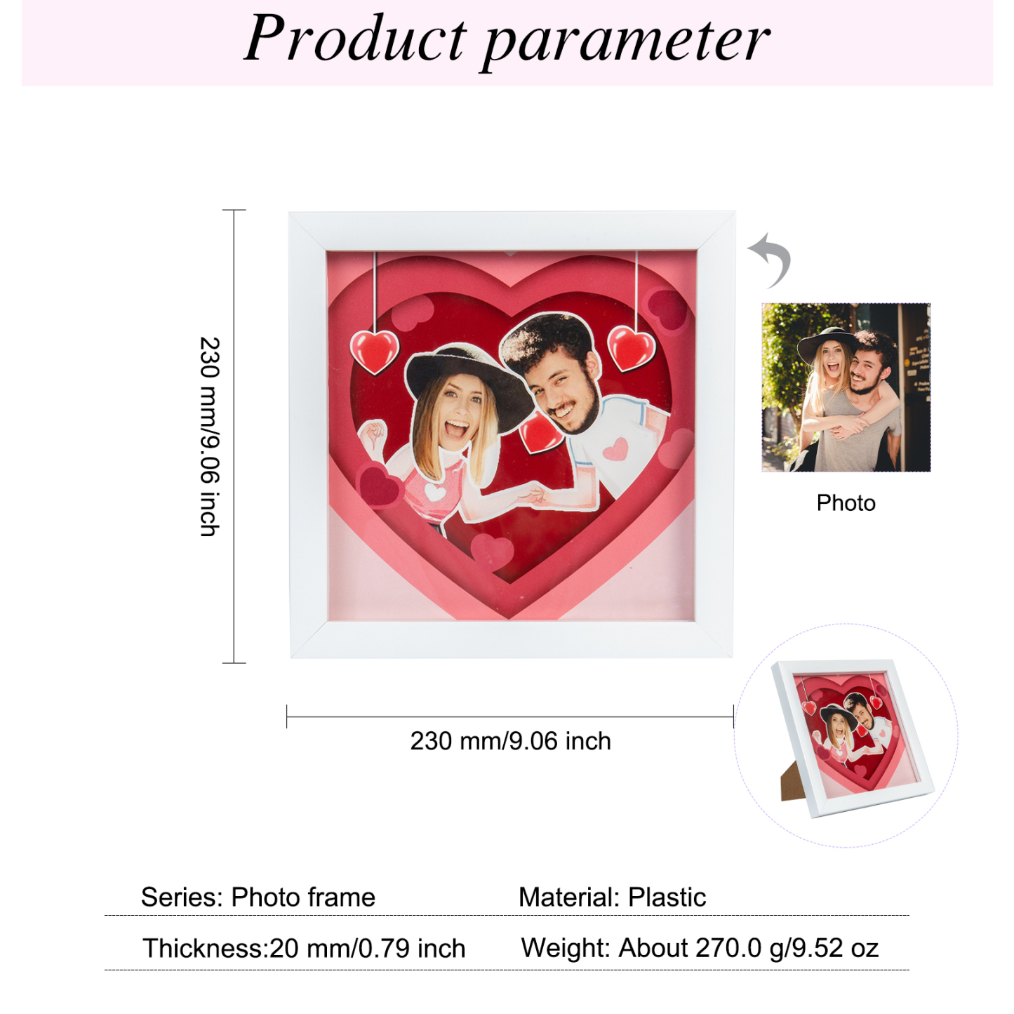 Personalised Couple Stereo Photo Frame-Jessemade AU