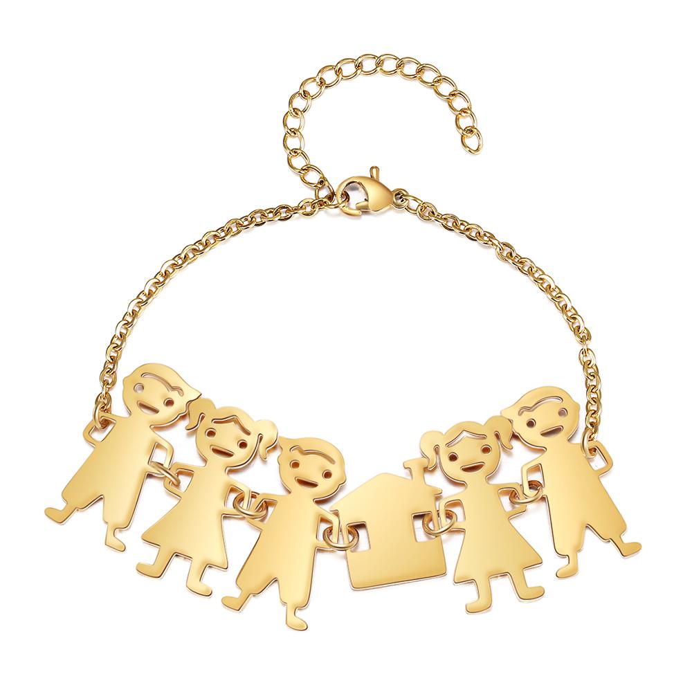 Customised with 5 Children Charms Bracelet Engraved Names Bracelet Gifts for Mom-Jessemade AU