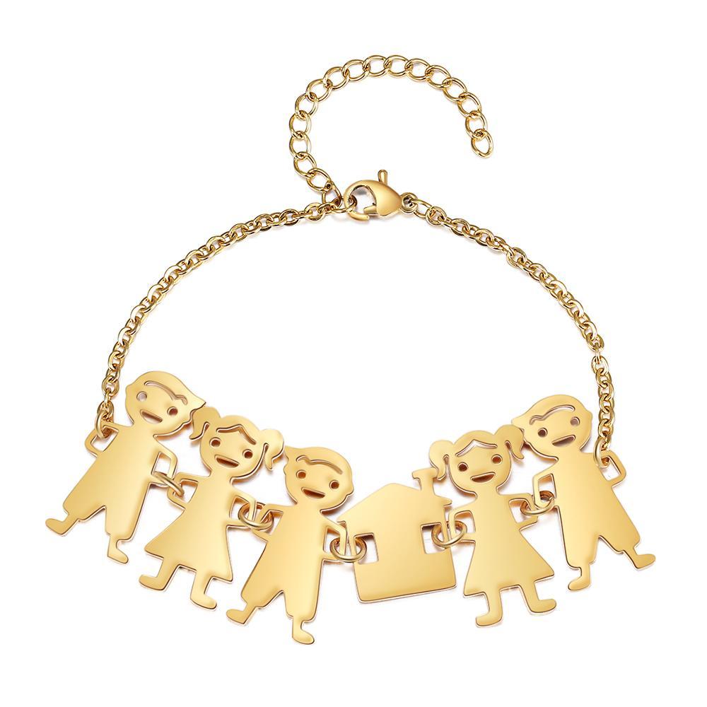 Customised with 5 Children Charms Bracelet Engraved Names Bracelet Gifts for Mom-Jessemade AU