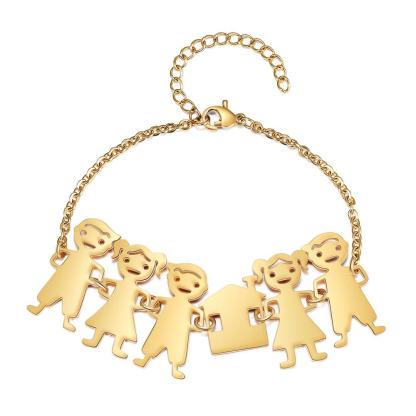 Customised with 5 Children Charms Bracelet Engraved Names Bracelet Gifts for Mom-Jessemade AU