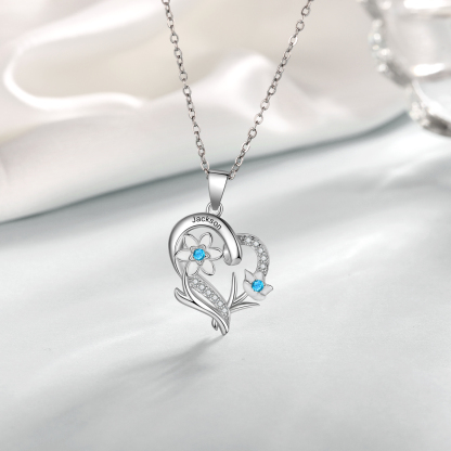 Personalised March Birthflower Necklace With Birthstones Custom 1 Name Necklace For Her-Jessemade AU