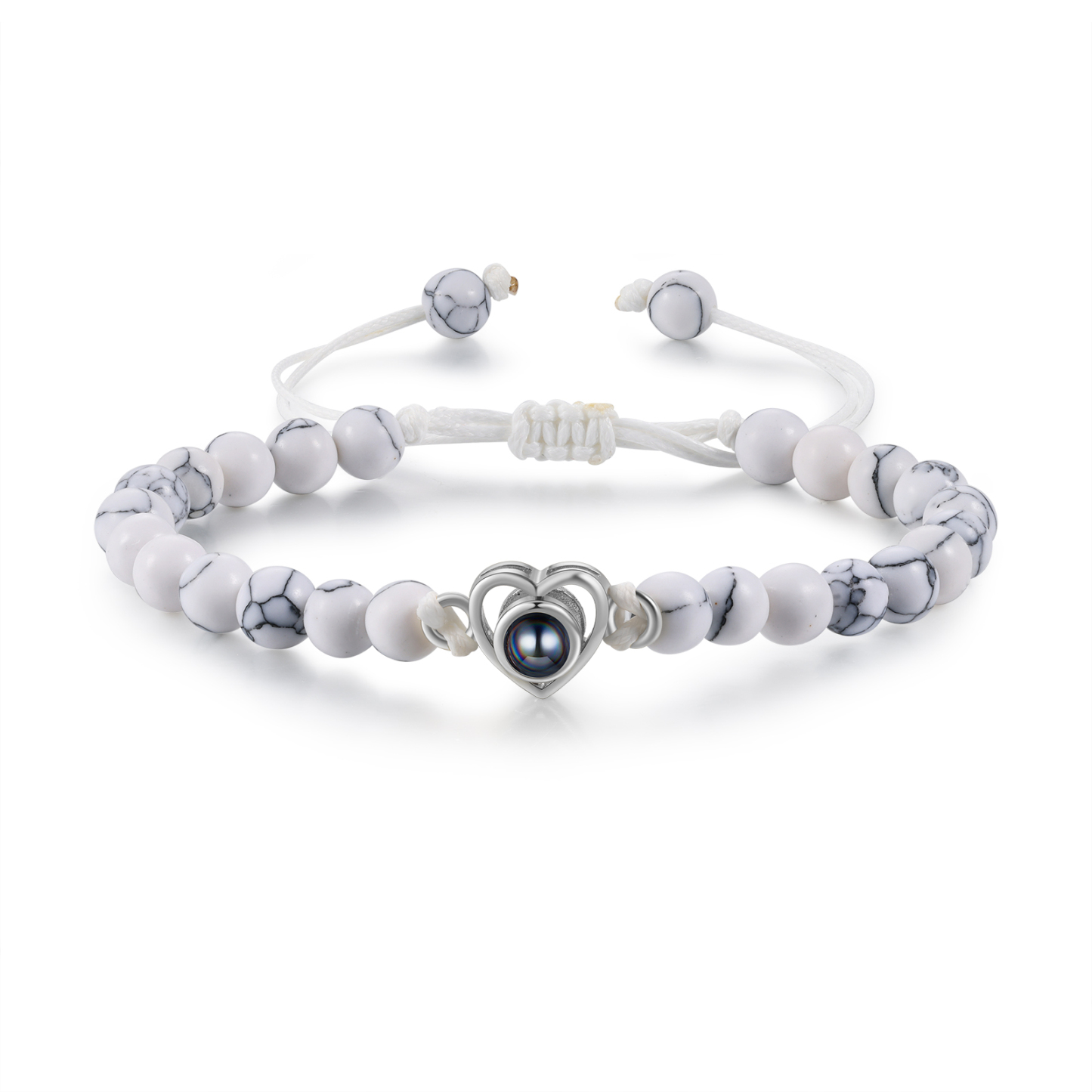 Personalised Projection Beaded Bracelet Customised Photo Bracelet White Adjustable Bracelet Personalised Gift for Couples-Jessemade AU