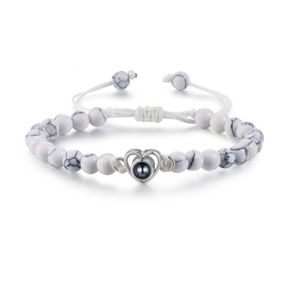 Personalised Projection Beaded Bracelet Customised Photo Bracelet White Adjustable Bracelet Personalised Gift for Couples-Jessemade AU