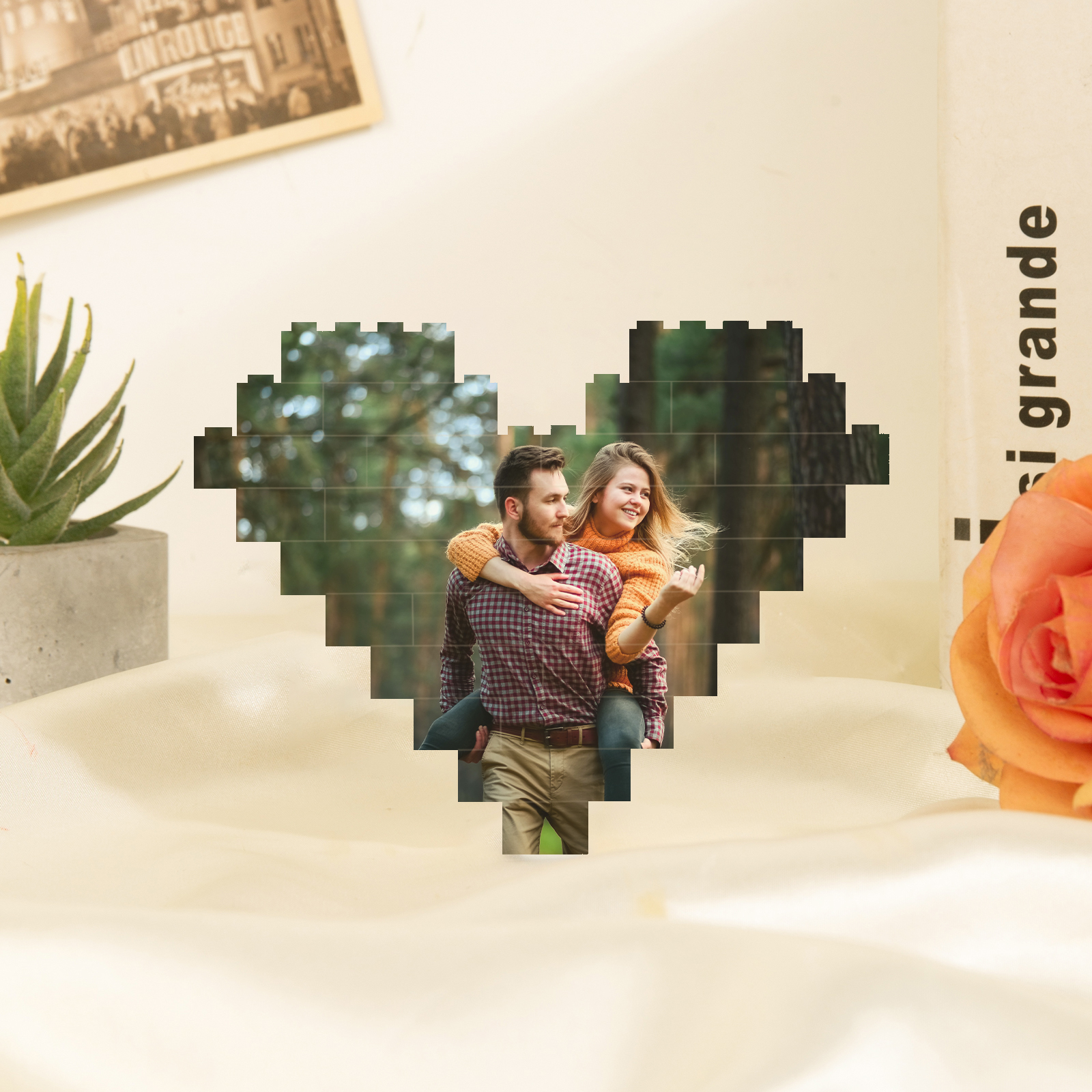 Personalised Spotify Code Heart Shape Building Blocks Puzzle Photo Brick Square Shape Puzzle DIY Gift - Double Layers-Jessemade AU