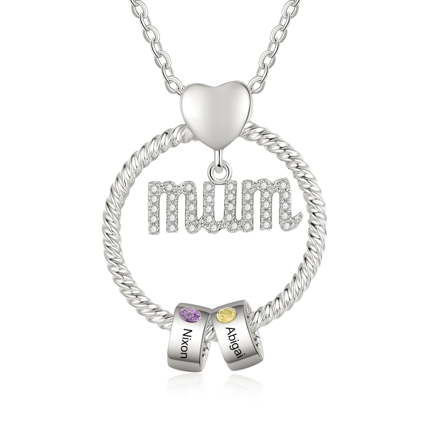 2 Names - Personalised Mum Circle Pendant Necklace Custom Names & Birthstones Necklace Gifts For Mum-Jessemade AU