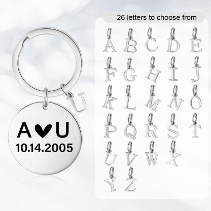 2 PCS Couple Keychains Custom 2 Letters and 2 Dates Keyring Valentine's Day Matching Couple Gift for Him/Her-Jessemade AU