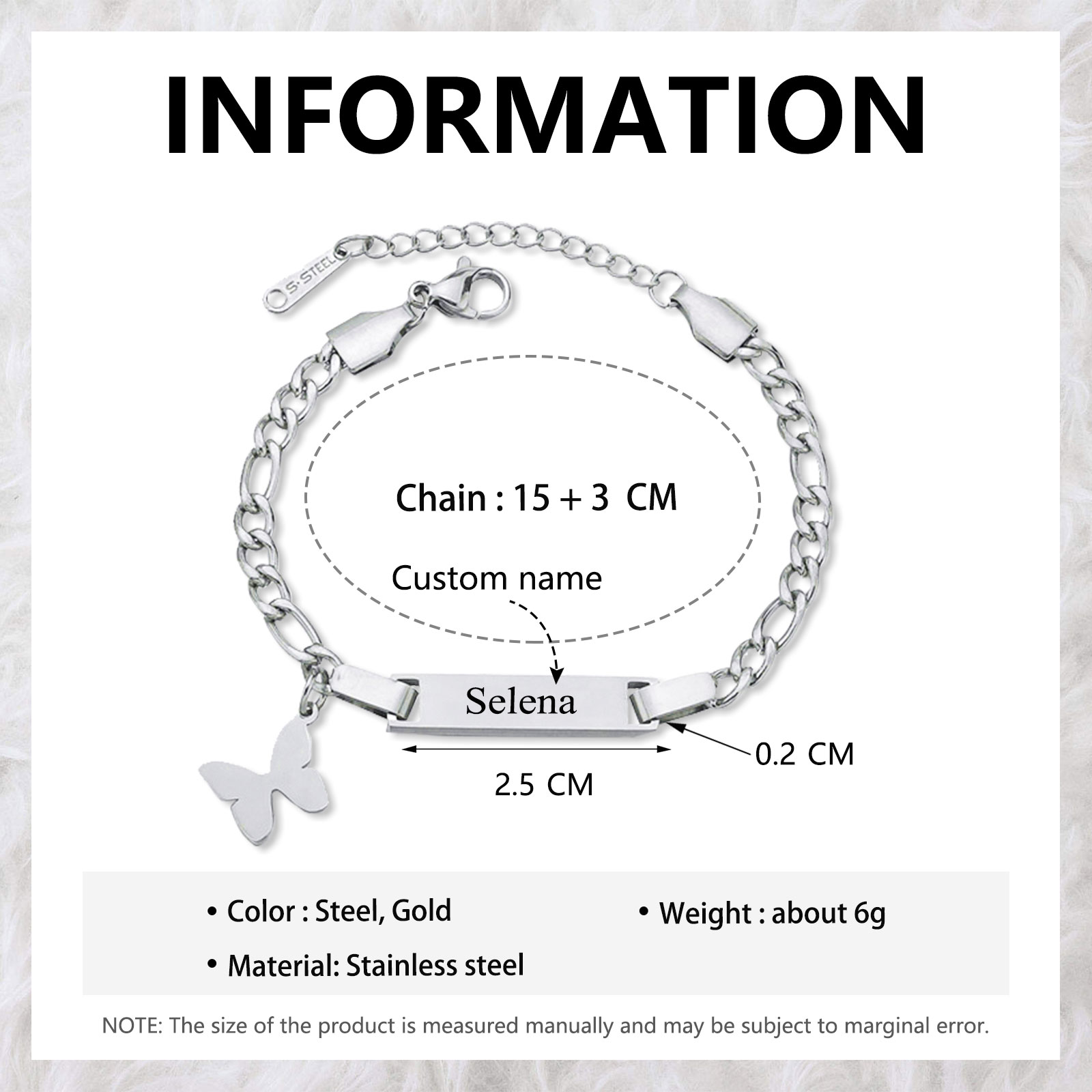 Custom Name Bracelet Cuban Chain Bracelet Personalised Butterfly Bracelet Love Gifts-Jessemade AU