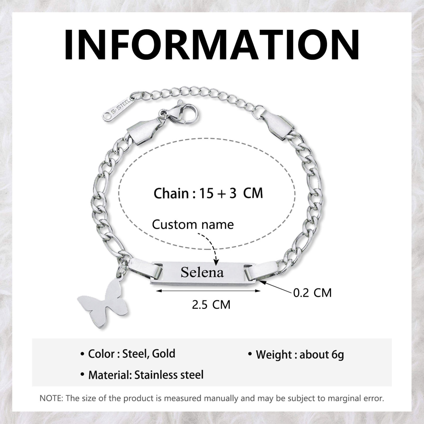 Custom Name Bracelet Cuban Chain Bracelet Personalised Butterfly Bracelet Love Gifts-Jessemade AU