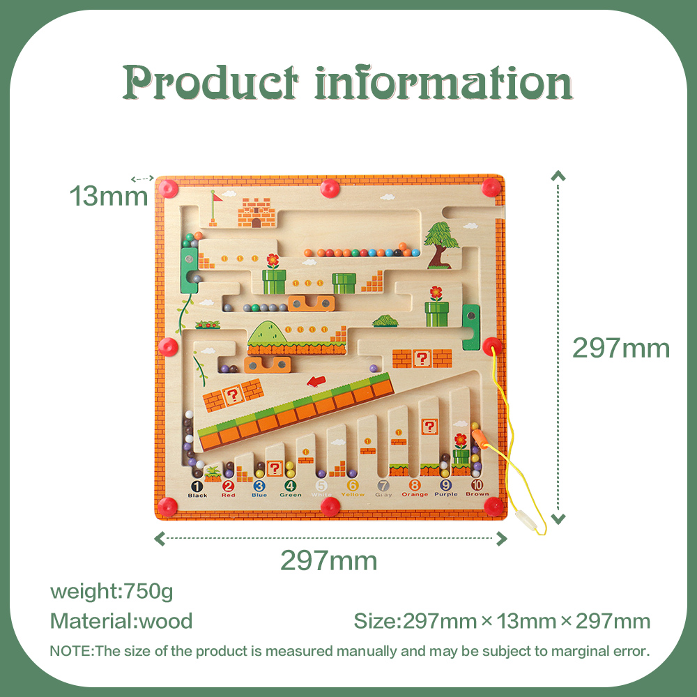 Magnet Maze Toy Number & Colour Maze Game Educational Magnetic Labyrinth Toy Funny Wooden Gift for Kids-Jessemade AU