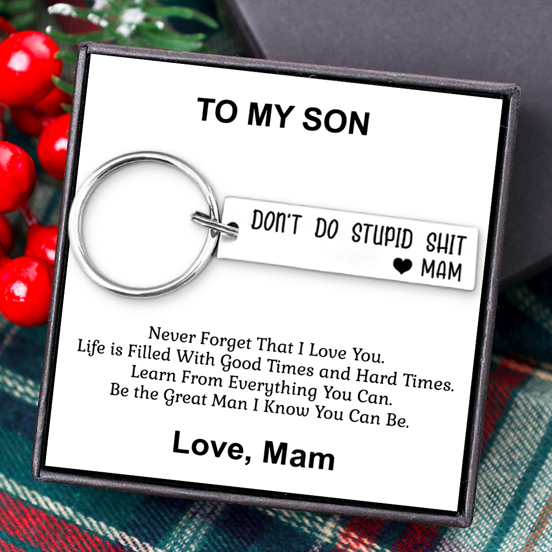 Don't Do Stupid Love Mum Keychain Funny Gift for Your Kids