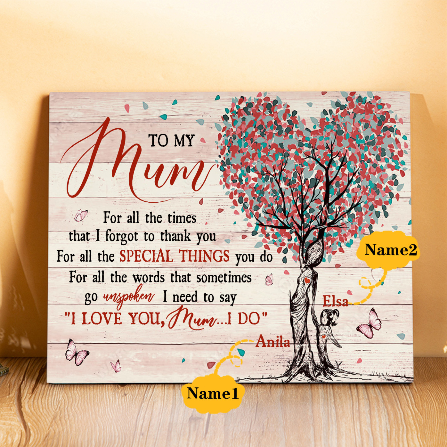 Personalised 2 Names Wooden Plaque Home Decoration Gifts for Mom/Mum - For All The Times That I Forgot To Thank You-Jessemade AU