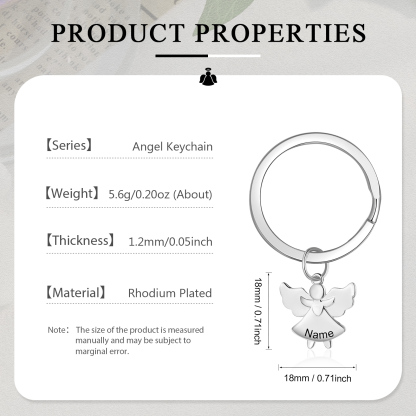 Personalised Guardian Angel Keychain Customised Name Stainless Steel Keyring Message Card Special Gift-Jessemade AU