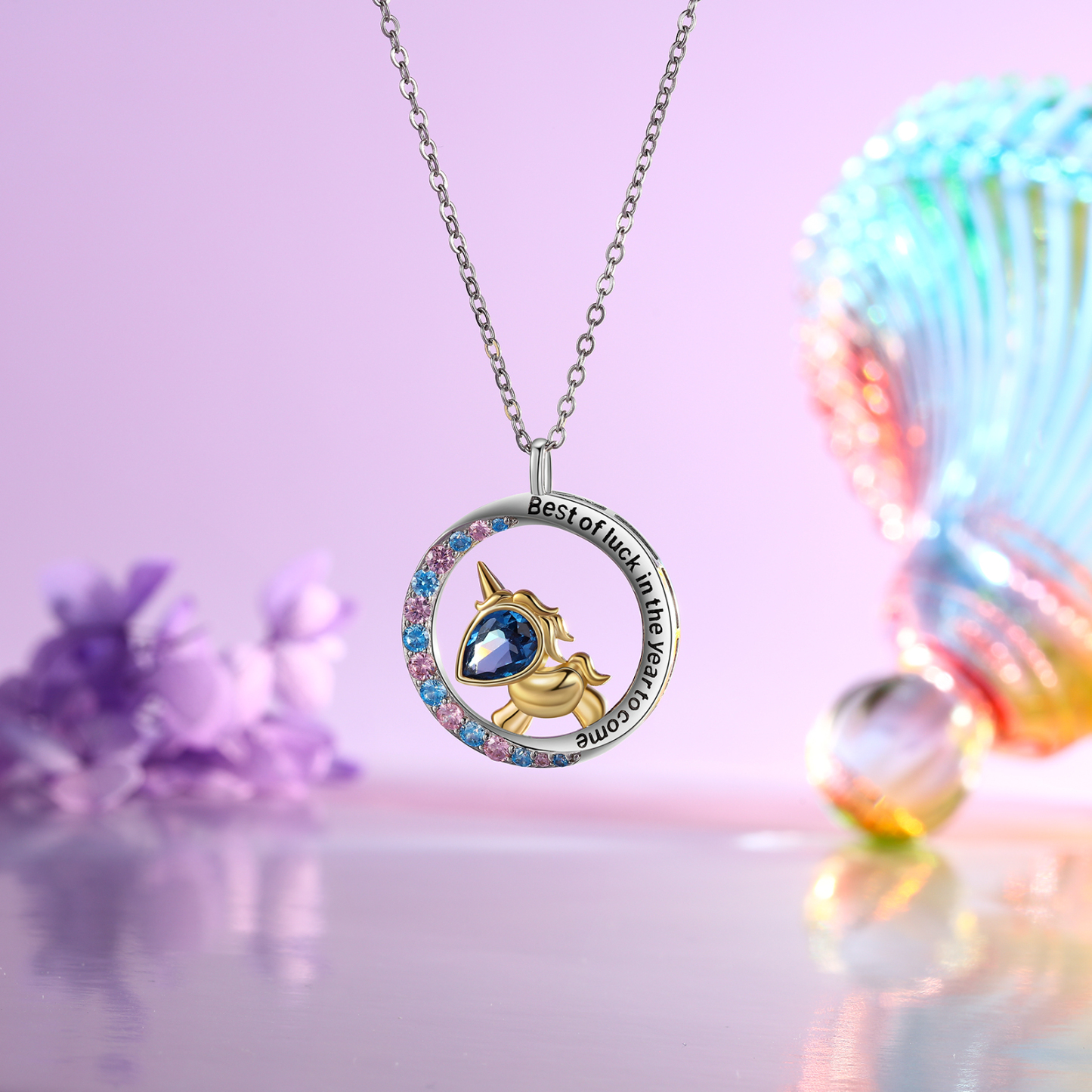 Special Love Unicorn Necklace With Birthstone Gifts For Her-Jessemade AU