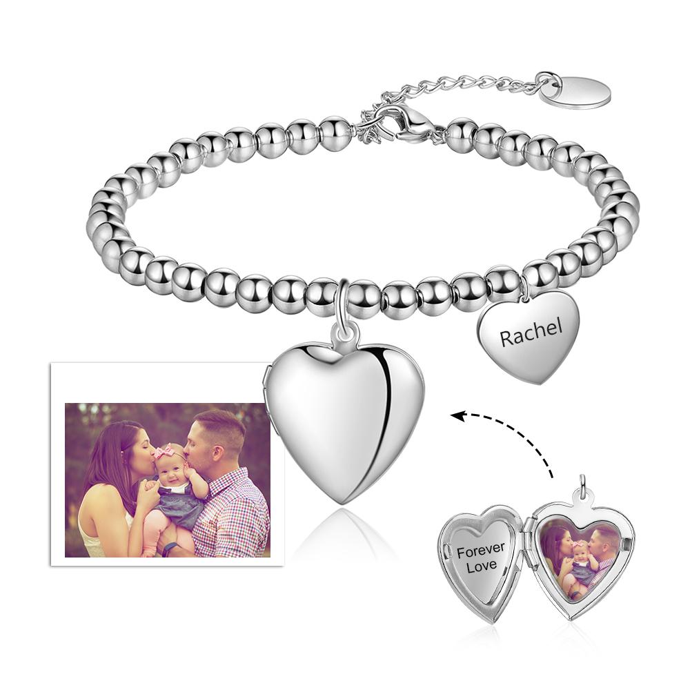 Personalised Heart Photo Locket Bracelet Custom Picture Bracelet Gifts For Her-Jessemade AU