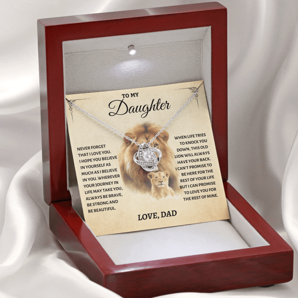 To My Daughter Love Knot Necklace Dad to Daughter Necklace Gift for Her - Never Forget That I Love You