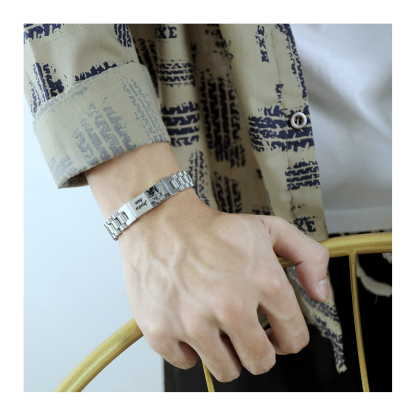 Personalised Photo Bracelet Custom Initial ID Bar Men's Bracelet Bangle Gifts For Him-Jessemade AU