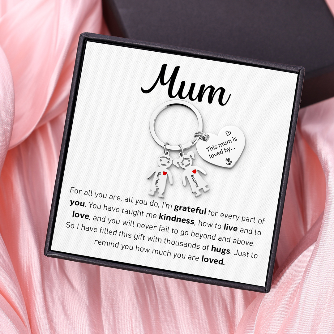 2 Names - Personalised Keychain with Kid Charm Engraved Names Keychain Mother's Day Gift for Mum-Jessemade AU