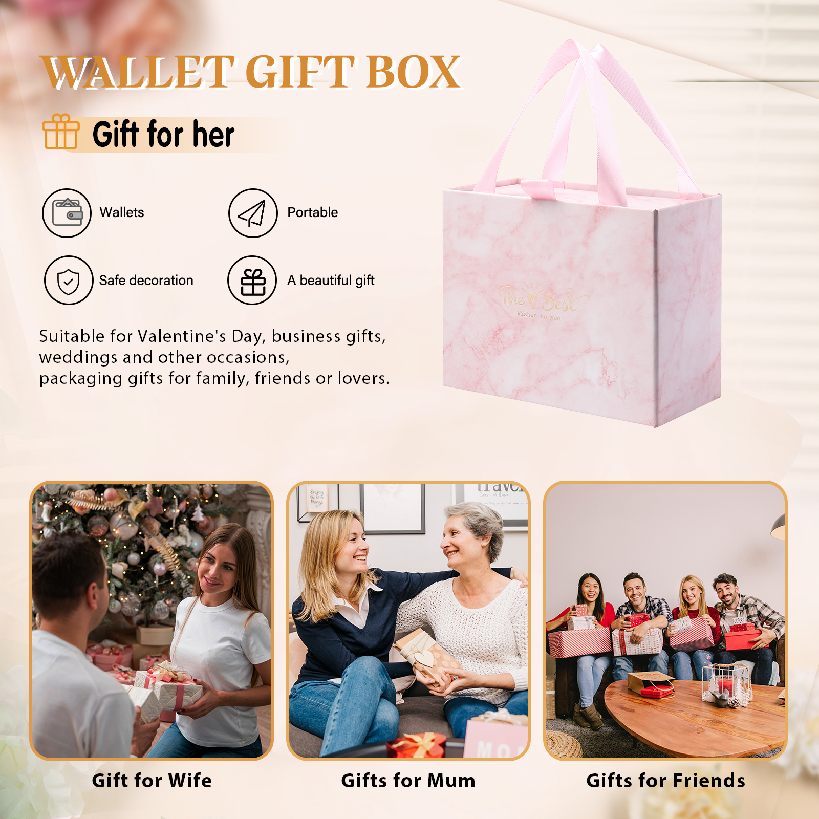 Exquisite Wallet Gift Box Pink Rectangle Gift Packaging-Jessemade AU