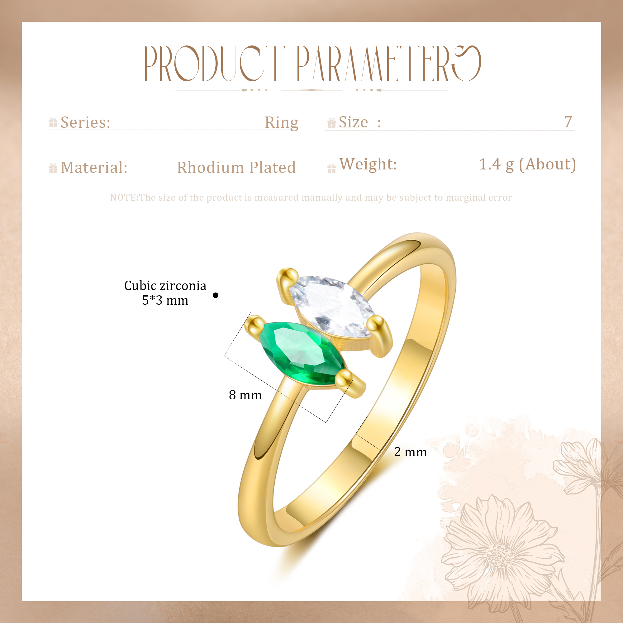 Personalised Women's Ring Custom 2 Birthstones Ring Gold Birthday Gift for Her-Jessemade AU