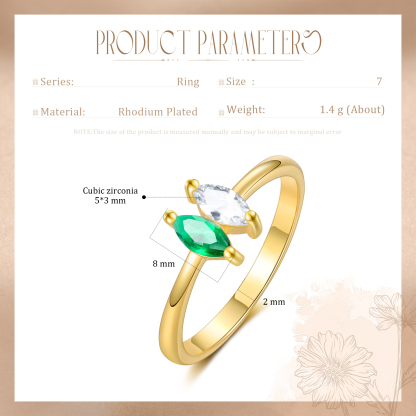 Personalised Women's Ring Custom 2 Birthstones Ring Gold Birthday Gift for Her-Jessemade AU