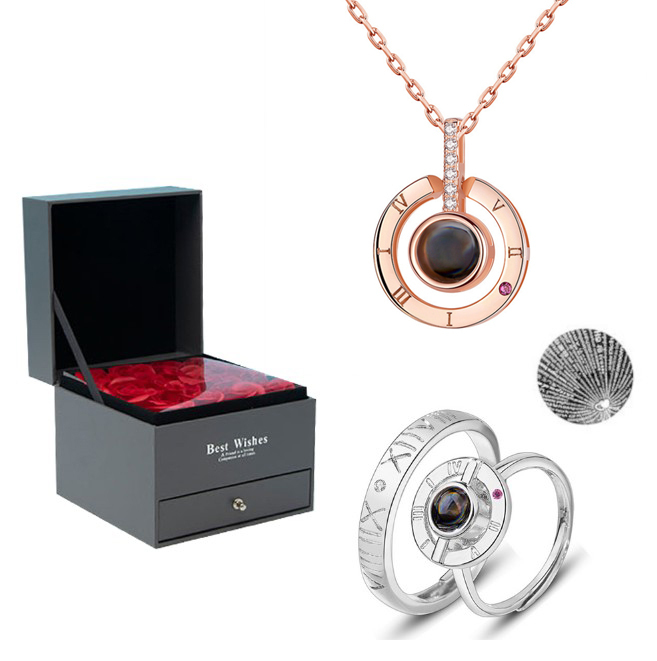 Personalised 100 Languages Projection Necklace Engraved  " I LOVE YOU" Heart Necklace Gifts For Her-Jessemade AU