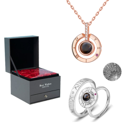 Personalised 100 Languages Projection Necklace Engraved  " I LOVE YOU" Heart Necklace Gifts For Her-Jessemade AU