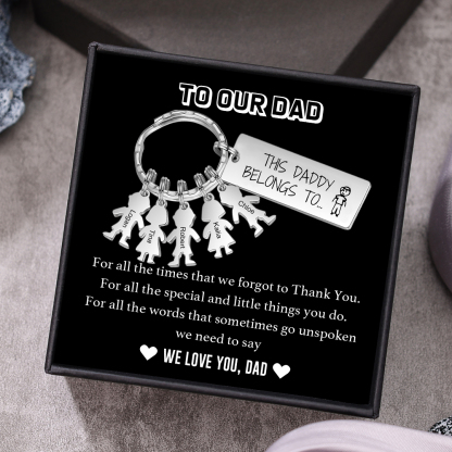 Personalised Keychain with 5 Kid Charms Father's Day Gift "This Daddy Belongs To" Custom Family Keyring-Jessemade AU