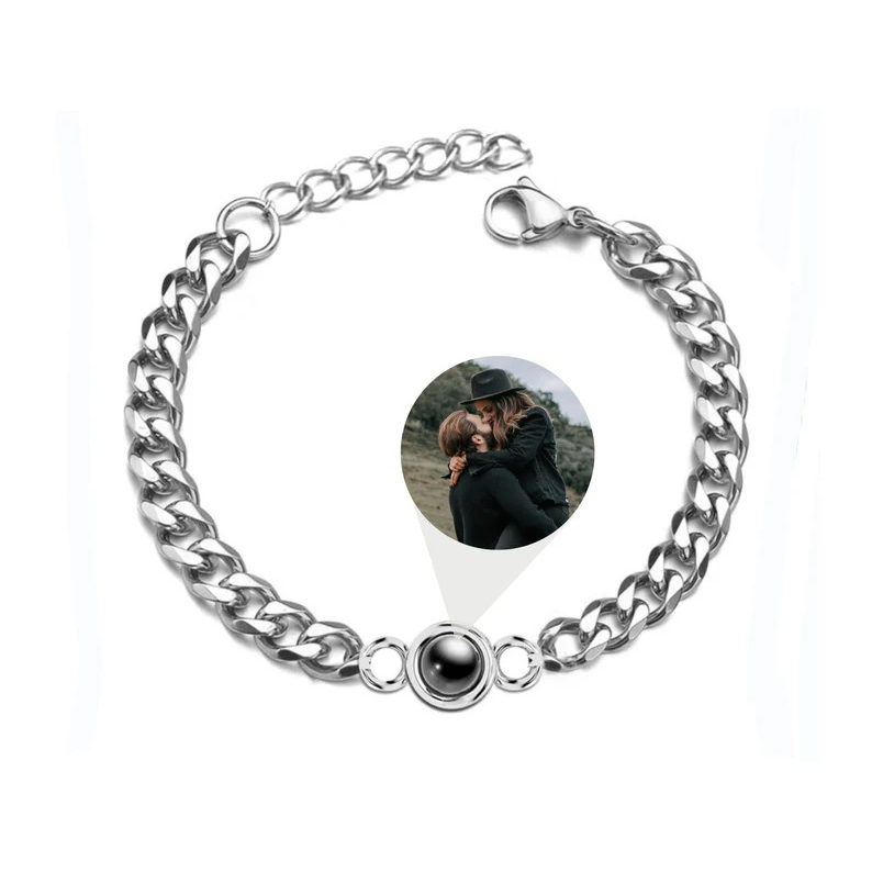 Cuban Chain Men's Bracelet Personalised Projection Bracelet Custom Photo Love Style Gifts for Men-Jessemade AU