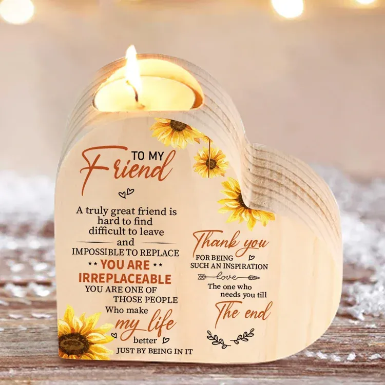 To My Friend Heart Candle Holder Thank you for being such an inspiration Wooden Candlestick-Jessemade AU
