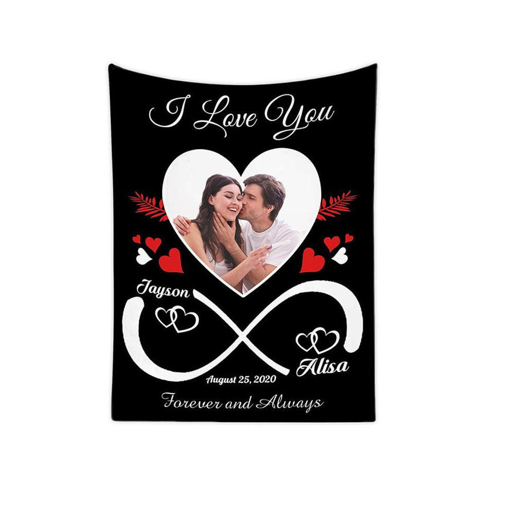 Personalised Couple Blanket Engrave Photo Sweet Gift "I love you forever and always"-Jessemade AU