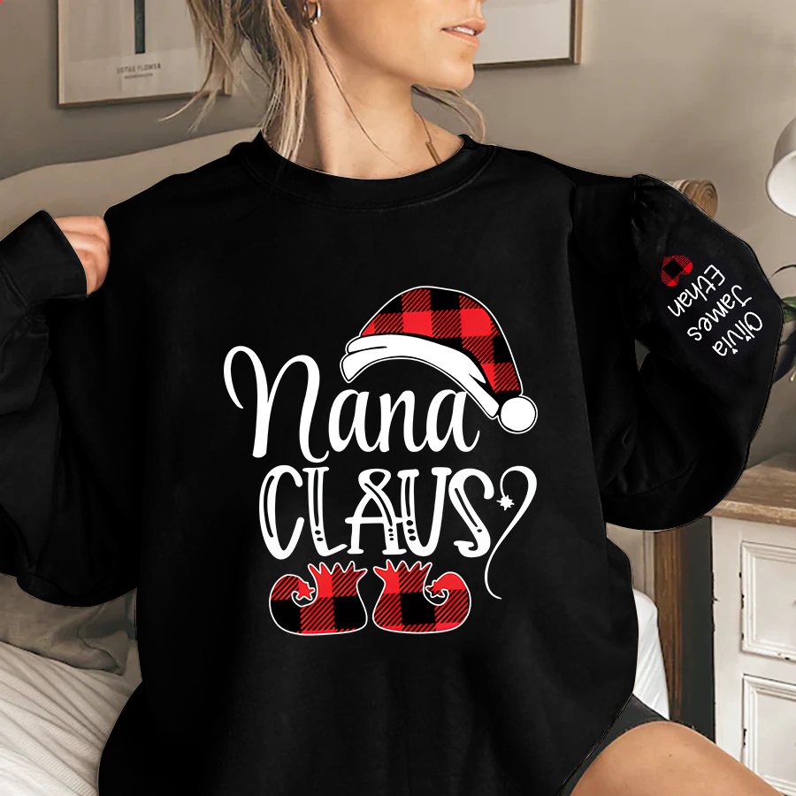 4 Names - Personalised Christmas Sweatshirt Custom Name & Text Sweatshirt Nana Claus Sweatshirt Gift for Family -Jessemade AU