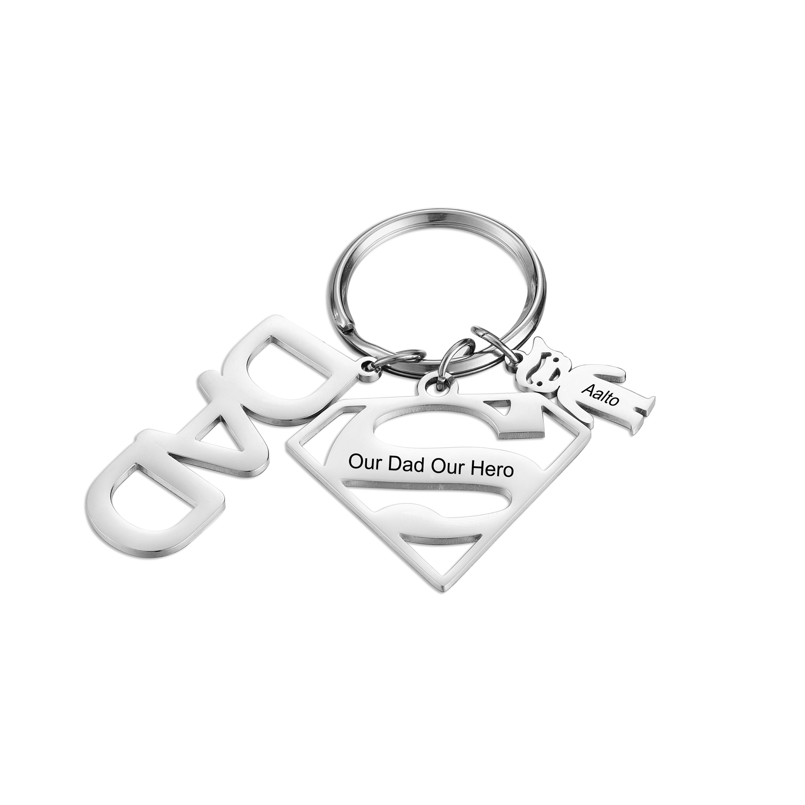 Father's Day Gift Personalised 1 Kid Charm Keychain with Superman Sign