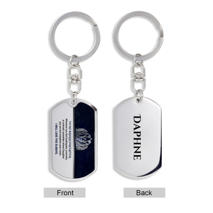 To My Badass Daughter Crown Keychain Custom Name Stainless Steel Keyring "I Will Love You Always"-Jessemade AU