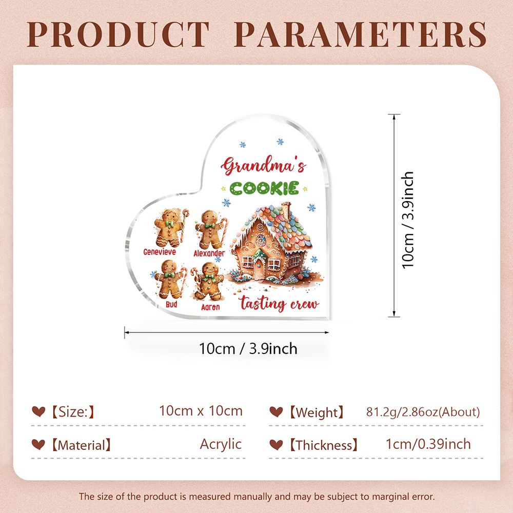 Acrylic Heart Keepsake Customised 5 Names Christmas Decor Personalised Gifts for Grandma Mum-Jessemade AU