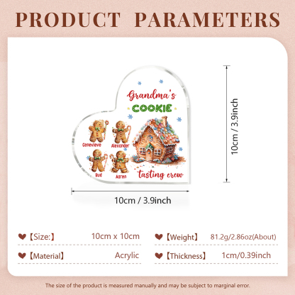 Acrylic Heart Keepsake Customised 5 Names Christmas Decor Personalised Gifts for Grandma Mum-Jessemade AU