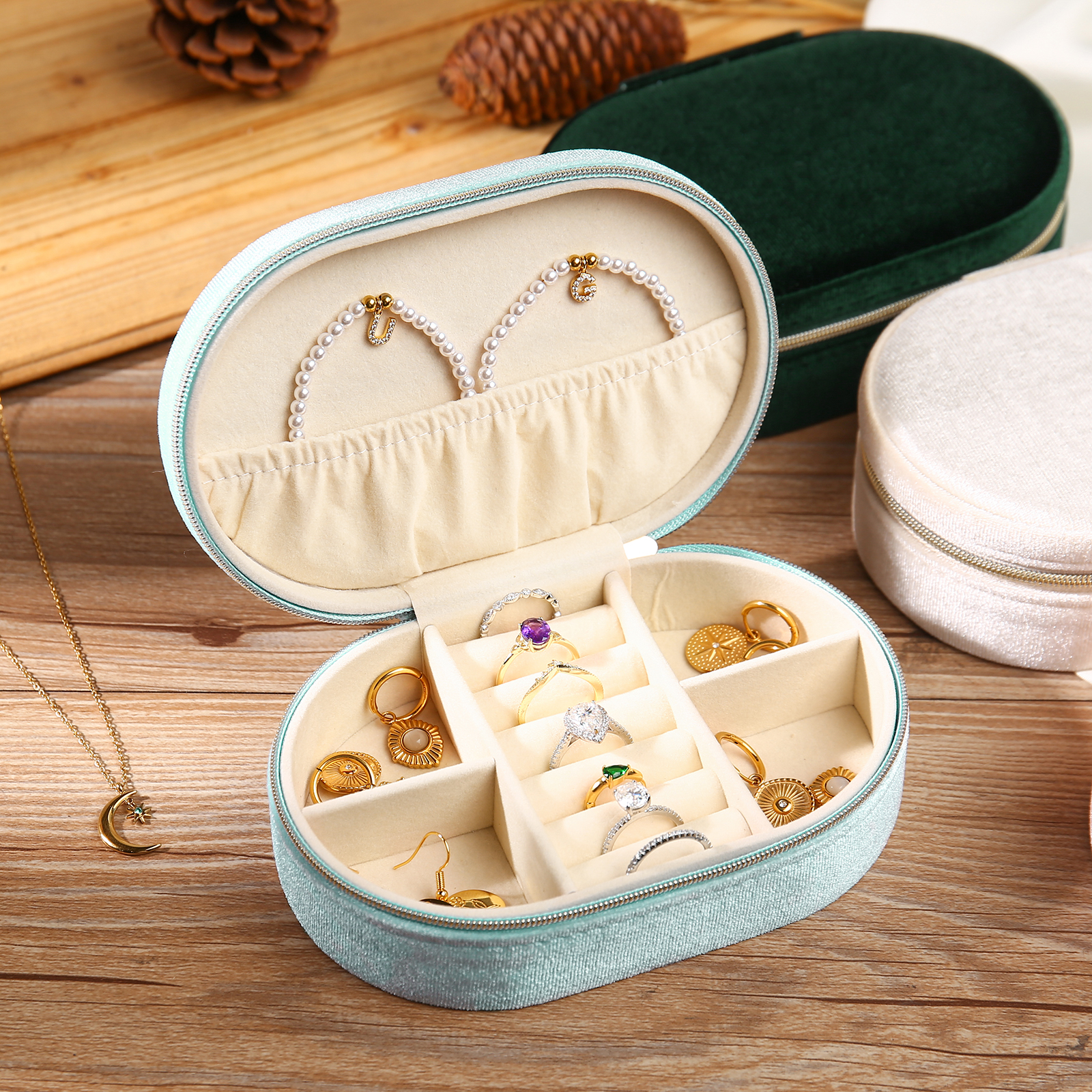 Personalised Name Jewelry Storage Box Zipper Custom Travel Jewelry Box Gifts for Ladies Girls-Jessemade AU