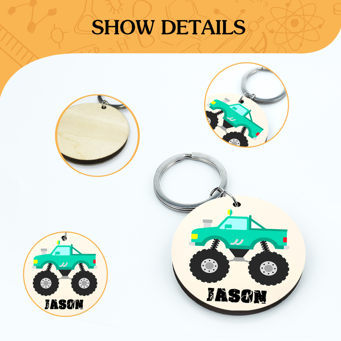 Customised 1 Name Keychain Green Truck Keychain Unique Back-to-School Gift for Kids-Jessemade AU