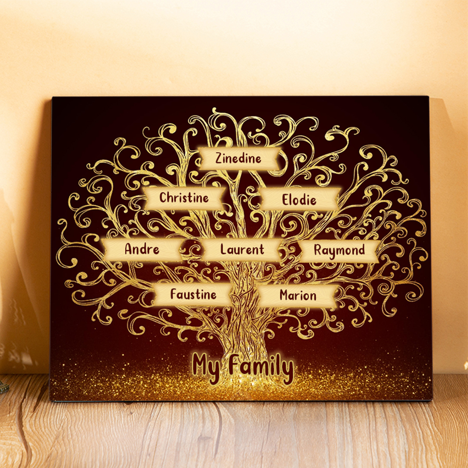 8 Names - Personalised Family Tree Wooden Plaque Custom Text Home Decor Gifts for Mother/Grandma-Jessemade AU