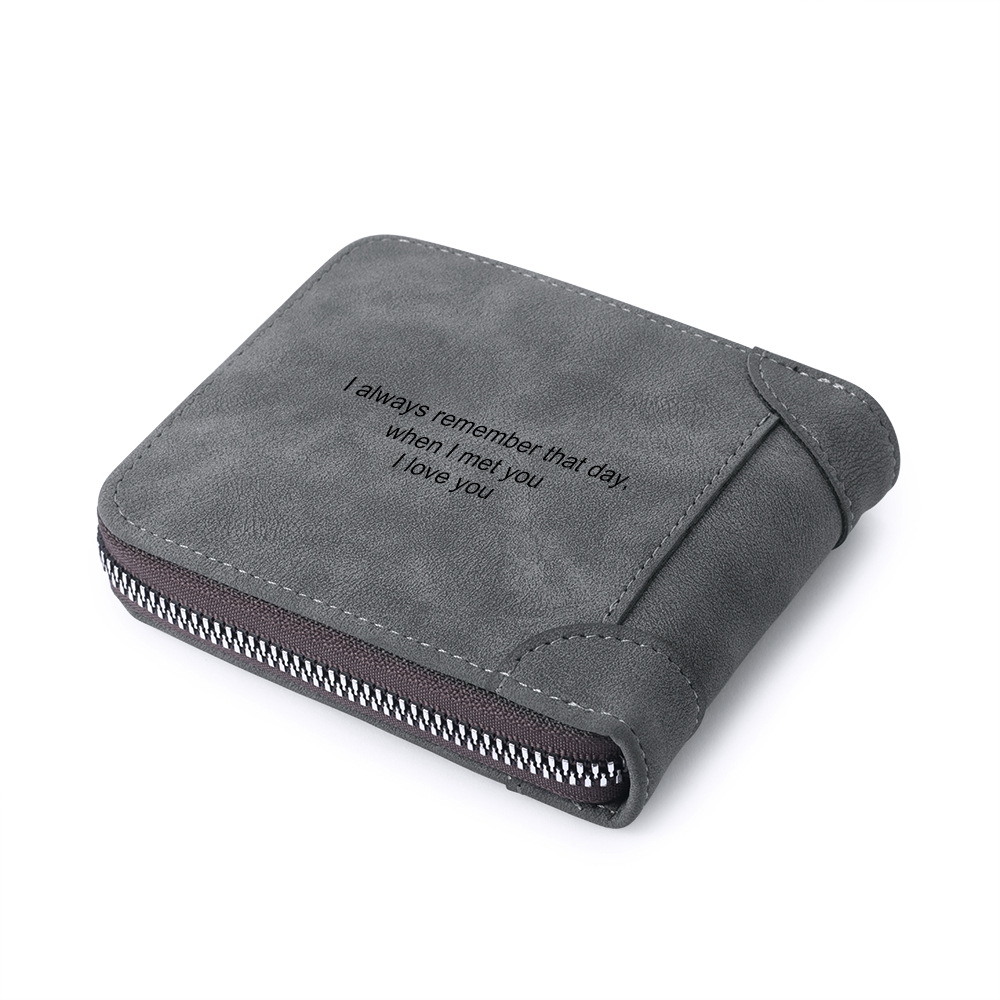 Personalised Leather Wallet Engraved Photo Short Purse Gifts For Men-Jessemade AU