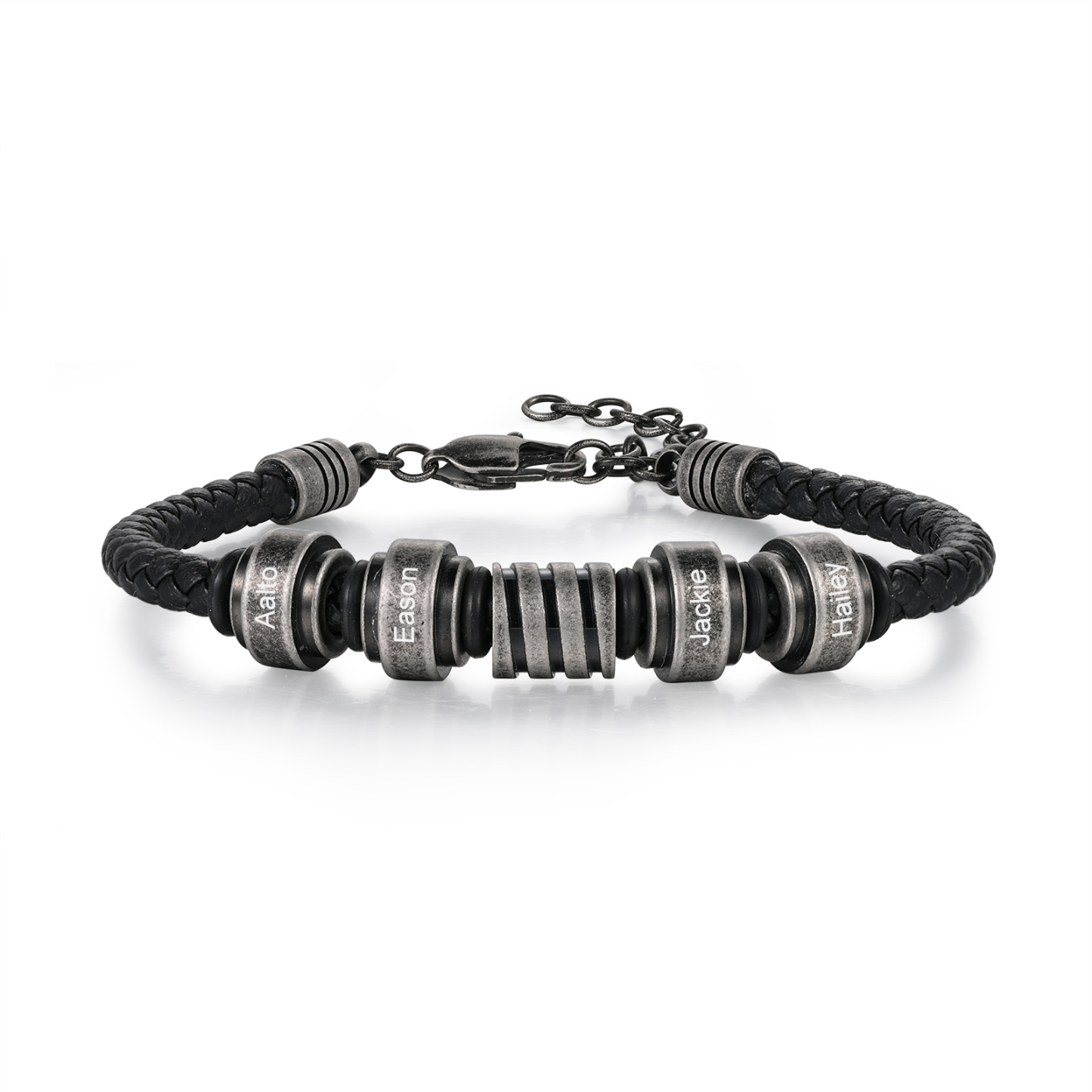 Personalised Men's Leather Bracelet Engraved 4 Names Adjustable Bracelet Vintage Gift for Him-Jessemade AU