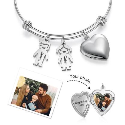 Personalised Heart Photo Locket Bracelet Custom Photo Bracelet Gifts For Mother-Jessemade AU