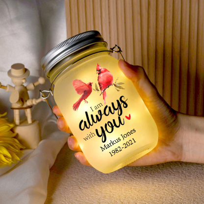 Memorial Jar Night Light "I Am Always With You" Red Robin Memorial Bottle Solar Light-Jessemade AU