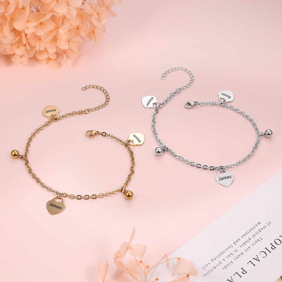 Personalised Heart Anklet With 3 Names For Her-Jessemade AU