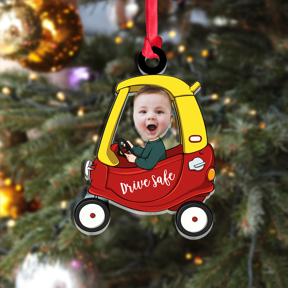 Drive Safe - Personalised Acrylic Keyrings Custom Baby Photo Car Hanging Ornament Pendant - Father's Day Gift for Dad-Jessemade AU