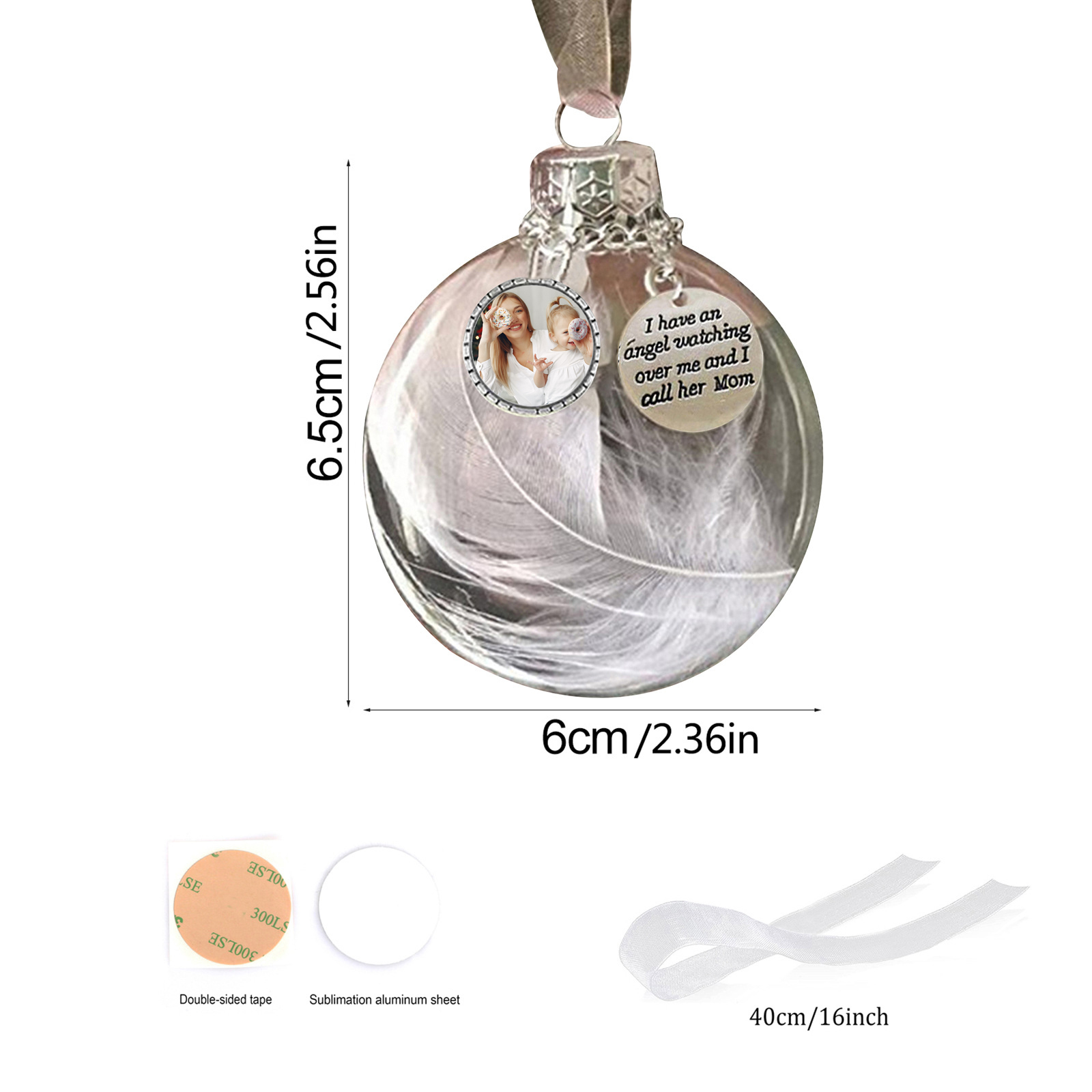 Personalised Christmas Feather Ball Custom Photo Memorial Ornament "I Have An Angel"-Jessemade AU