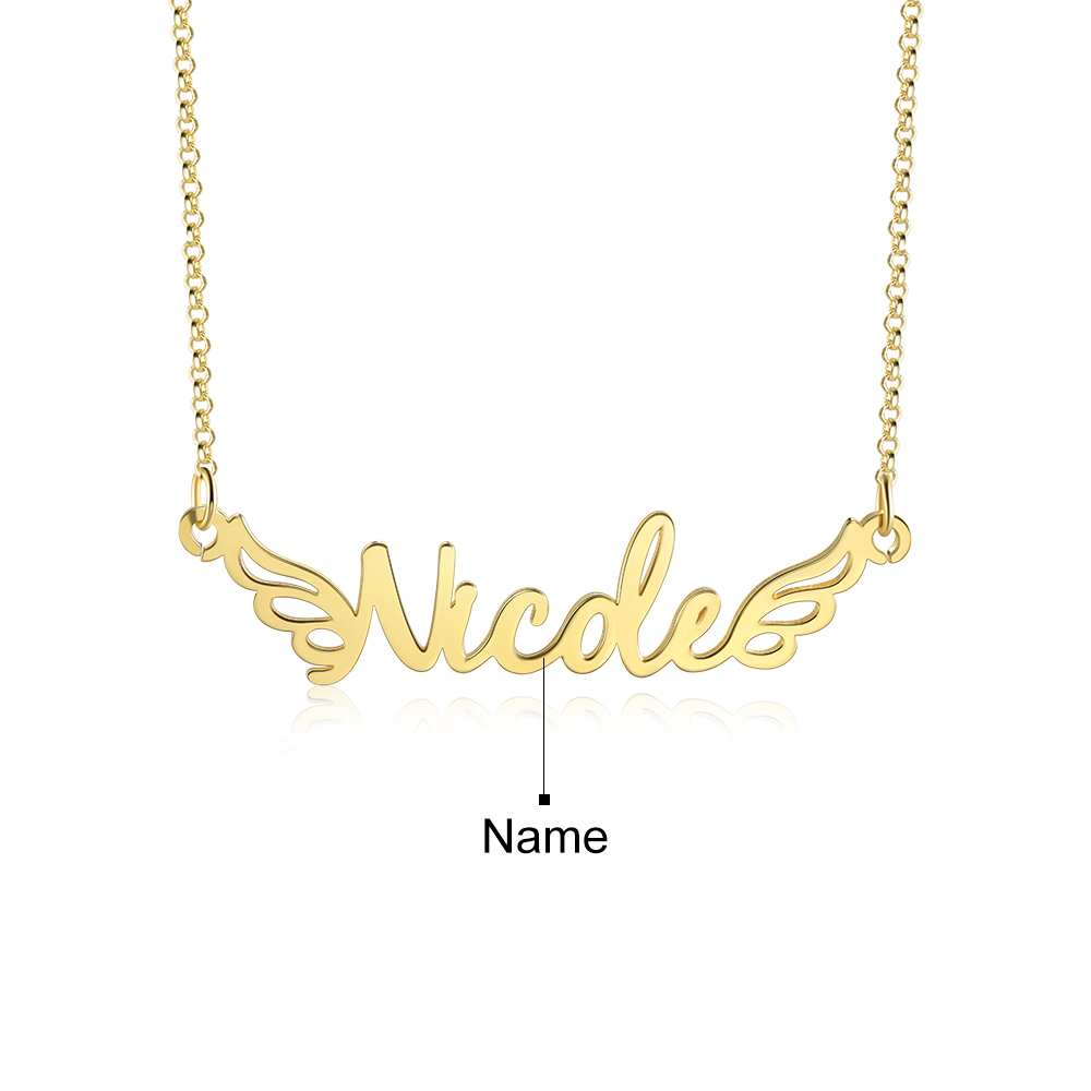 Personalised Wings Necklace Custom 1 Name Necklace Gift For Women-Jessemade AU