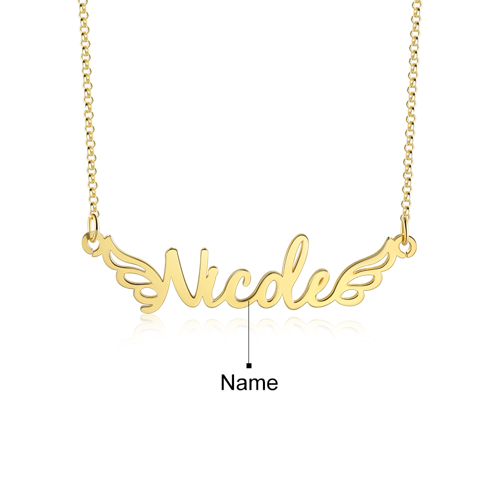 Personalised Wings Necklace Custom 1 Name Necklace Gift For Women-Jessemade AU