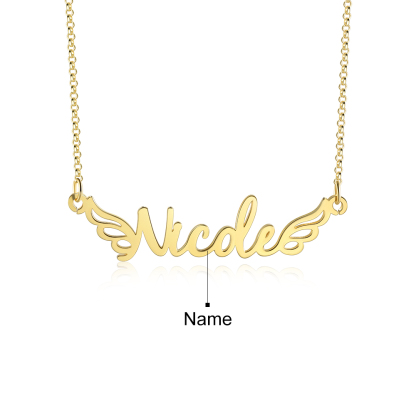 Personalised Wings Necklace Custom 1 Name Necklace Gift For Women-Jessemade AU