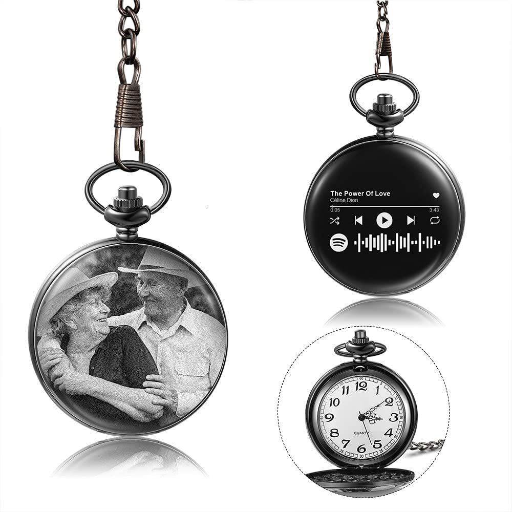 Personalised Spotify Code Photo Pocket Watch Custom Photo Gifts For Him-Jessemade AU